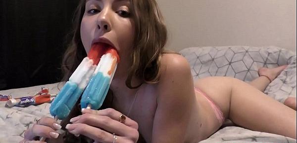  19 year old Naomi Blue nude sloppy popsicle blowjob play